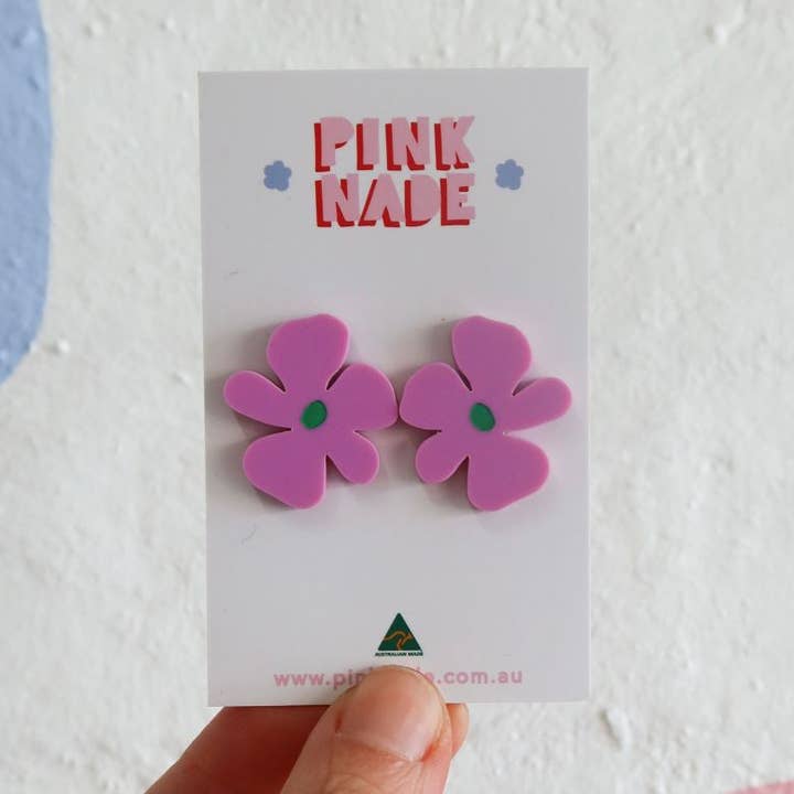 Maggie Flower Violet Statement Stud for wholesale by Pink Nade