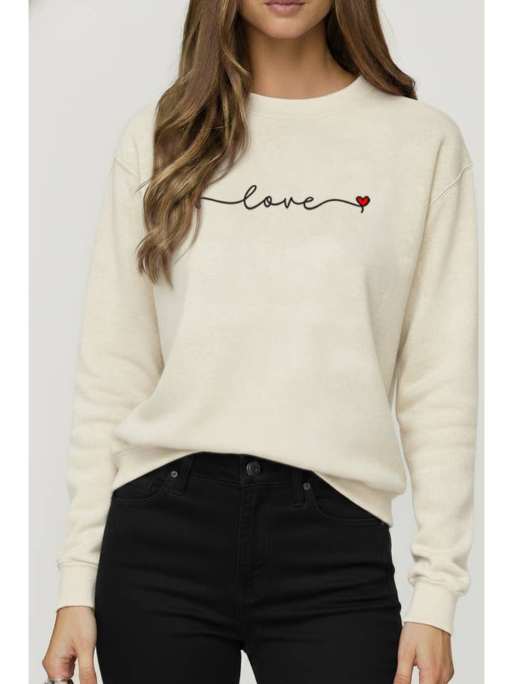 SWEATSHIRT DÉLAVÉ MINÉRAL GRAPHIQUE AMOUR pour la vente par PINK NABI