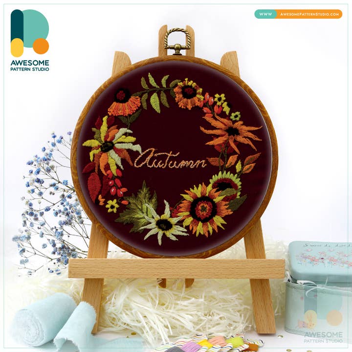 Autumn Embroidery Kit for wholesale by Awesome Pattern Studio