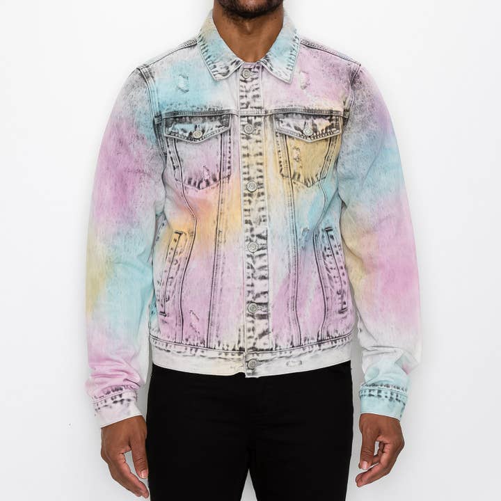 DK239 MULTI COLOR AIRBRUSHED DENIM JACKET for wholesale on Faire