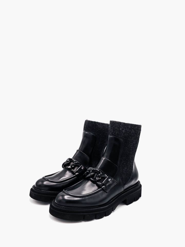 Botas pretas de pele de bezerro por atacado de Luca Grossi