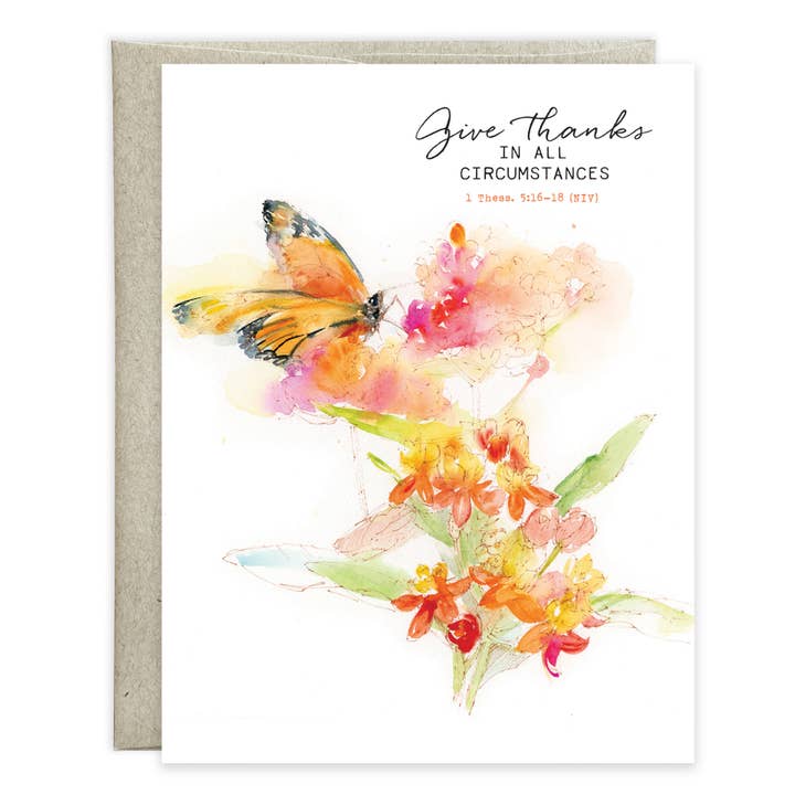 GINA B DESIGNS - Wholesale Thank You Card - With Scripture Blank Thank You Greeting Card - Monarch