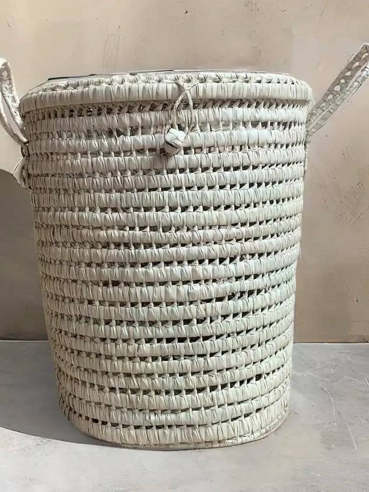 Large round Storage Home decor Palm Leaf baskets for wholesale by martitec