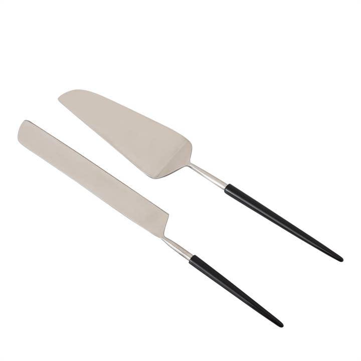 Set of 2 Silver & Black Stainless Steel Dessert Set for wholesale by BIDKhome