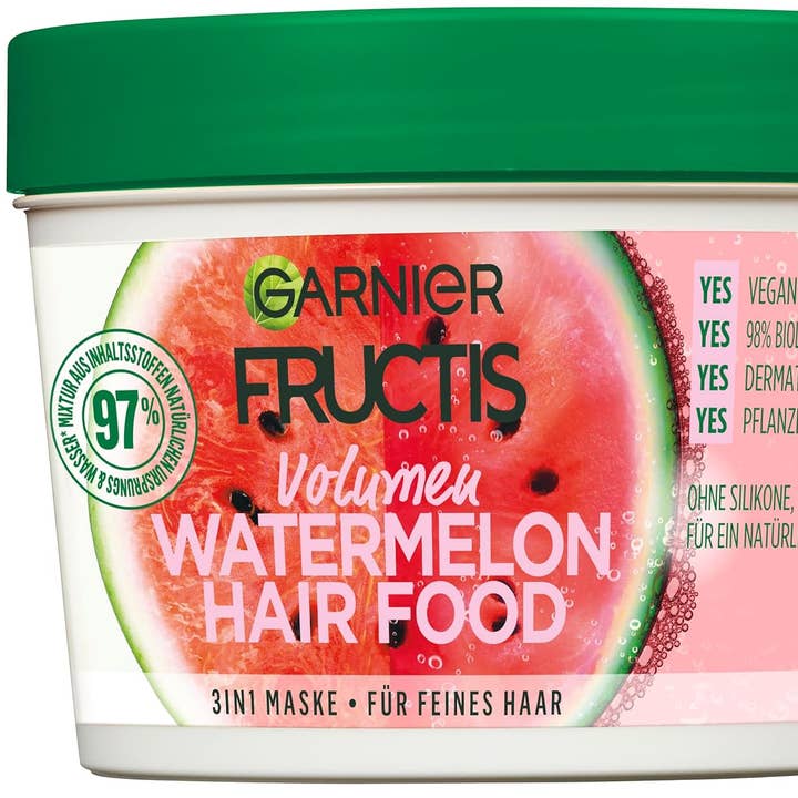 Garnier Hair Mask, Watermelon Hairfood, Moisturising 3-In-1 Mask, Gently Detangles Fine Hair And Gives Unrivalled Shine, Fructis, for wholesale by Bam Deals
