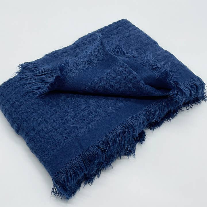Fennco Styles - Wholesale Throw Blanket - Waffle Weave Solid 50"X60" Throw Blanket with Fringe12