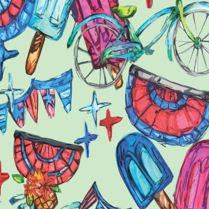 Jessica Reynolds Art - Wholesale Tea Towel - Bike Parade Tea Towel|Jessica Reynolds Art1