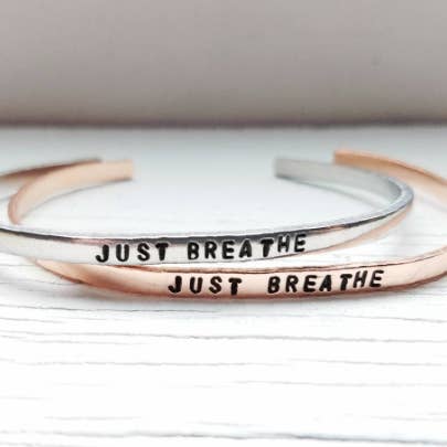 Just Breathe Bracelet Cuff for wholesale by Sunflowermoon Studio