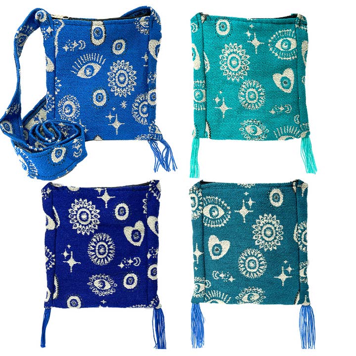 Evil Eye Ecuadorian 2 Fringe Square Purse Crossbody Bag for wholesale by Pichincha
