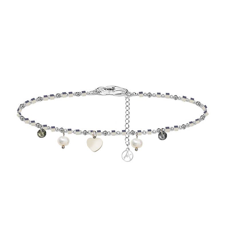 AMORINO SRL - Wholesale Charm/Dangle Bracelet - HEART & PEARL CHARM BRACELET WITH ZIRCONIA8
