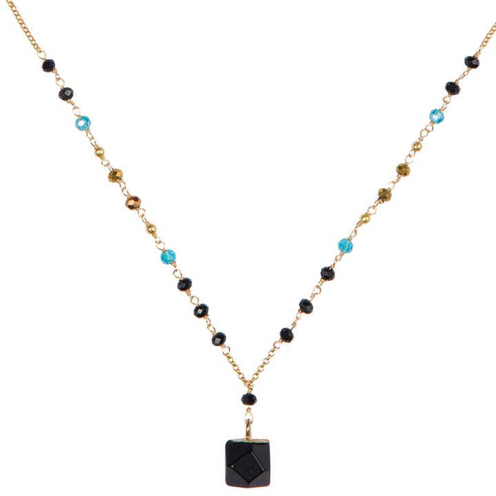 Marquet - Wholesale Pendant/Charm Necklace - Nicki Geometric Pendant Necklace with Feature Stone