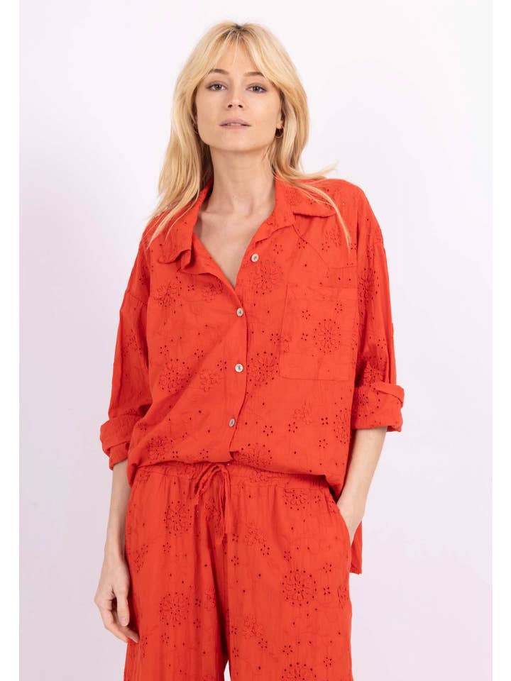 Happy look - Wholesale Shirt - Women's - Long-sleeve cotton shirt with 3D embroidery11