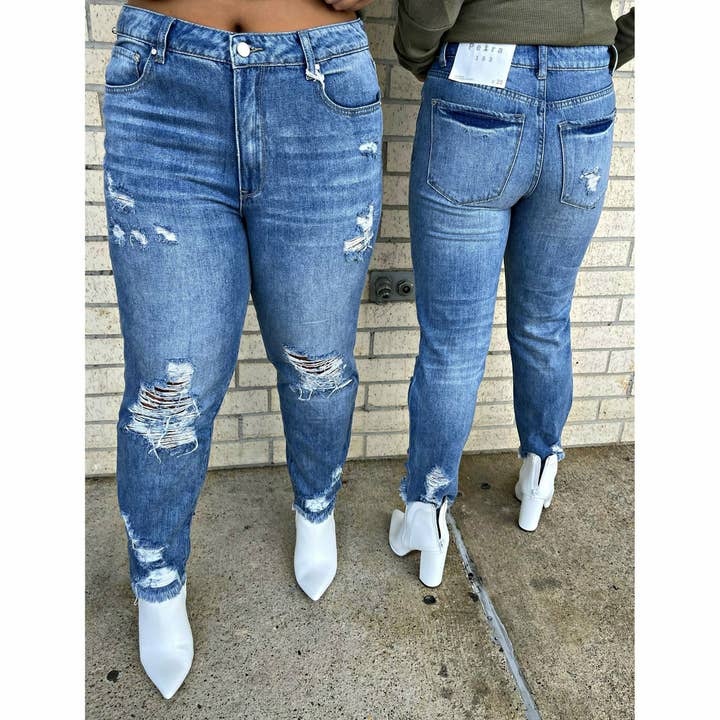 High Rise Distressed Girl Friends Jean for wholesale by Gabriel Clothing Co