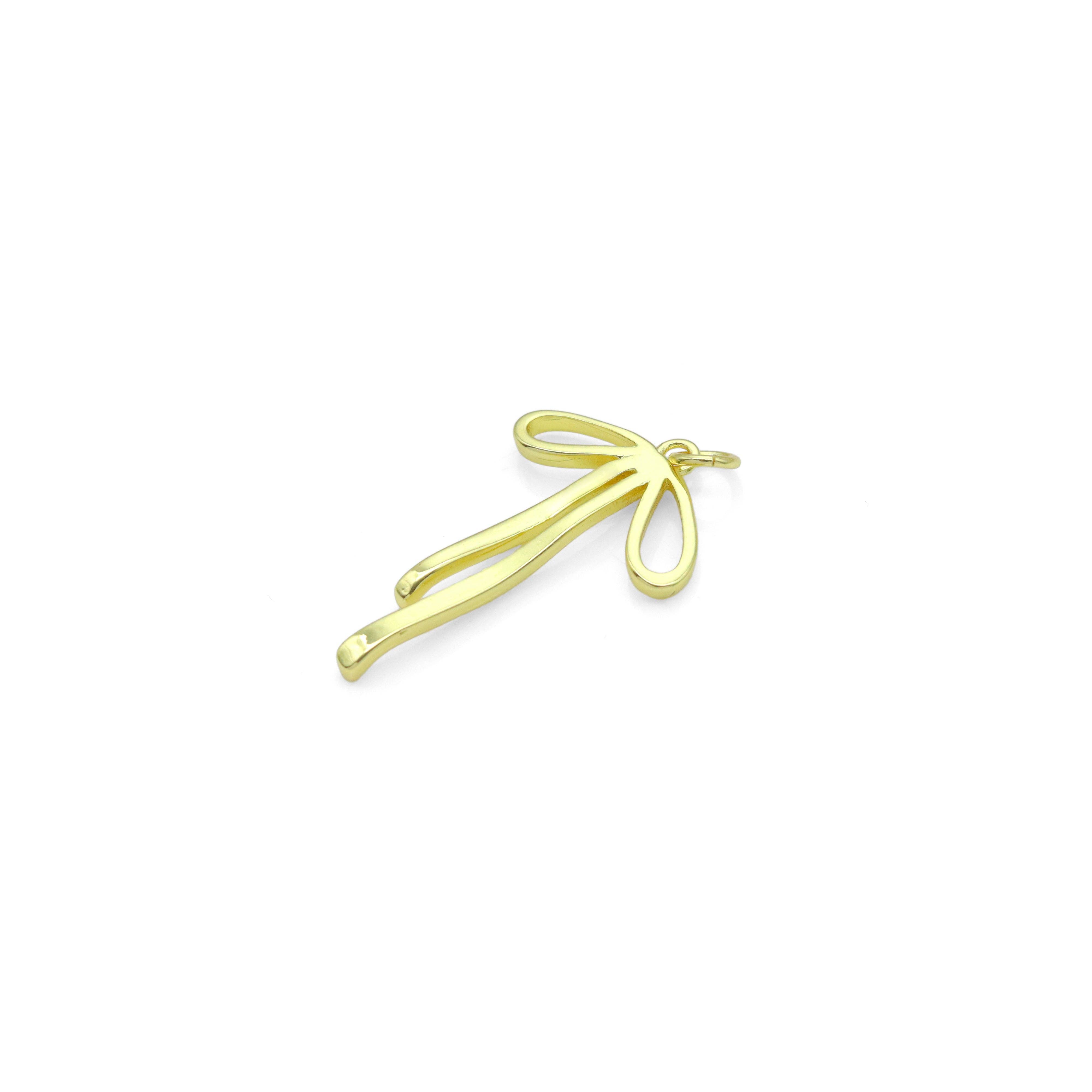 BestBeads&Beyond – Engroshandel Vedhæng/charm – Guld Bowknot Shape Charm vedhæng, Sku #LK10523