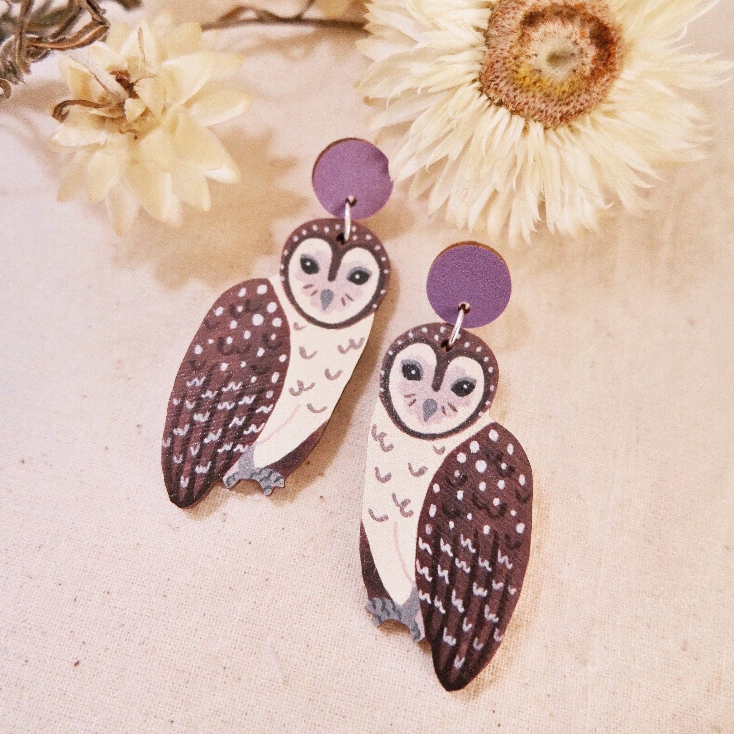 Pixie Nut & Co. - Wholesale Dangle Earrings - Sooty Owl Australian Bird Earrings1