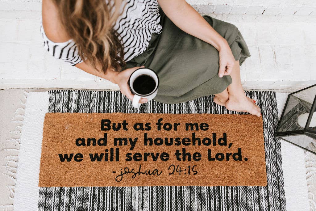 Modern Burlap – wholesale Door mat – XL Doormat - Joshua 24:15 (New Length)2