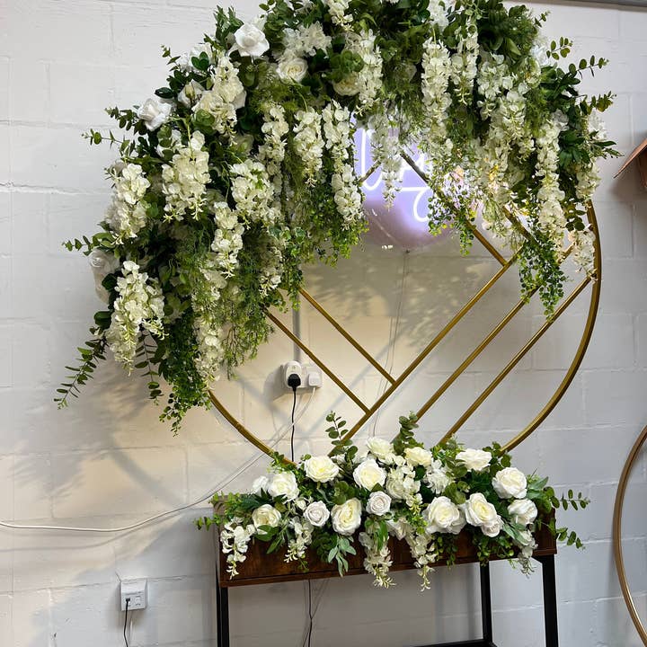 IVY CRUZ - Wholesale Bunting/Garland - Luxe White Rose Garland, Wisteria Flower Garland, White