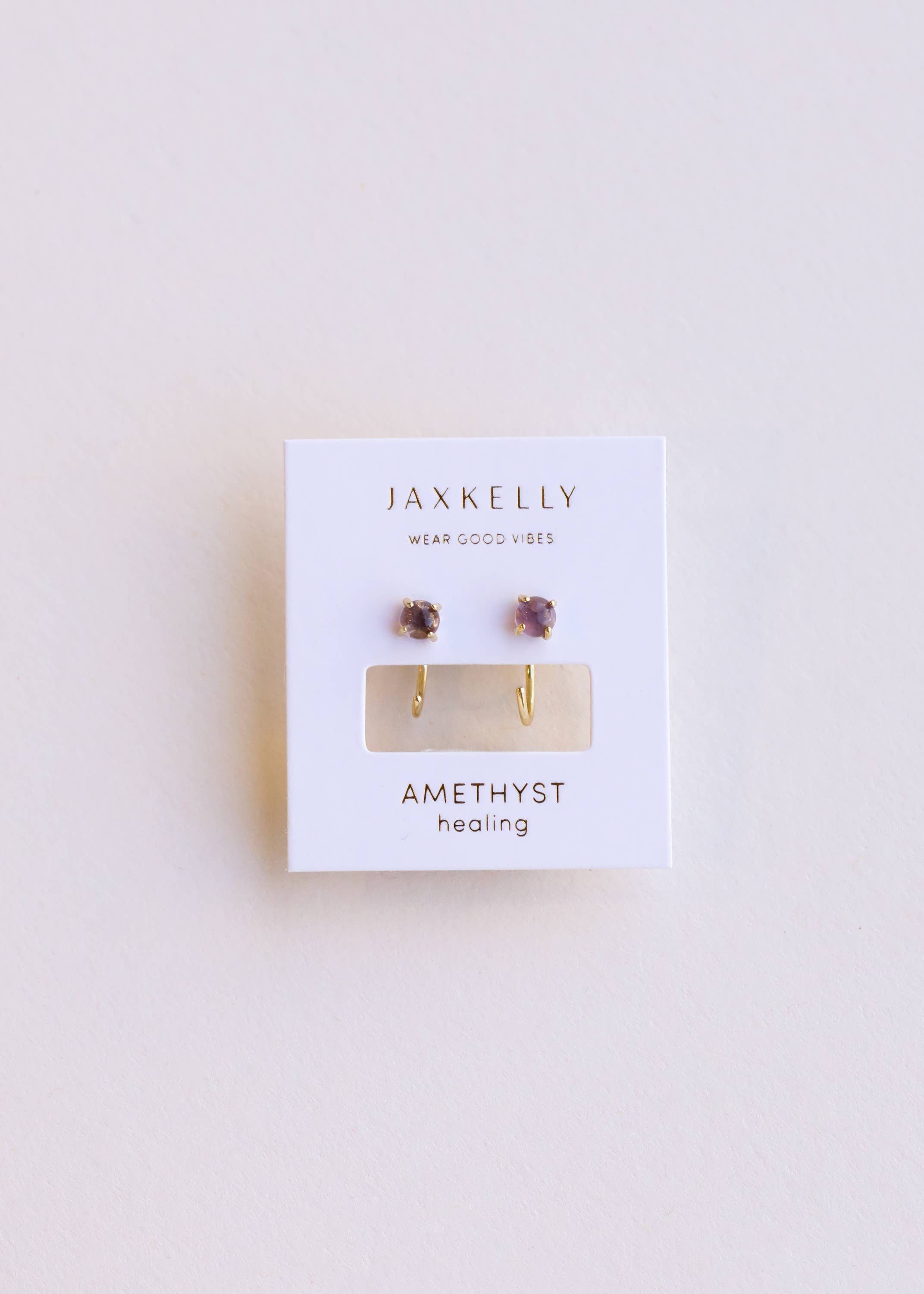 JaxKelly – wholesale Huggie earrings – Huggies - Amethyst - Gold Earrings1