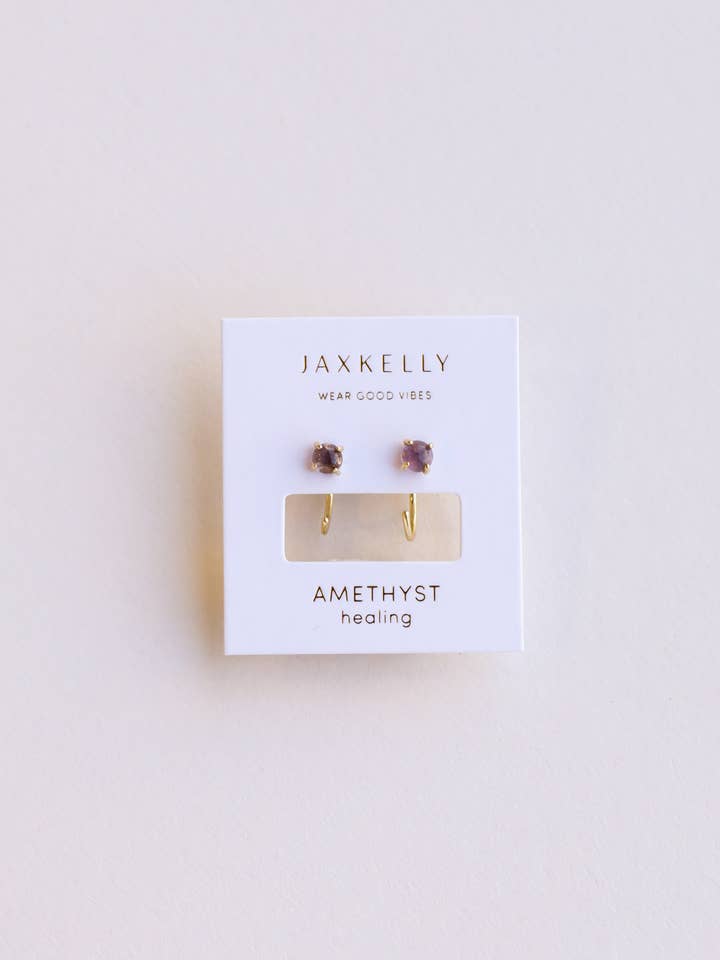 Huggies - Ametista - Orecchini in oro per la vendita all'ingrosso da parte di JaxKelly