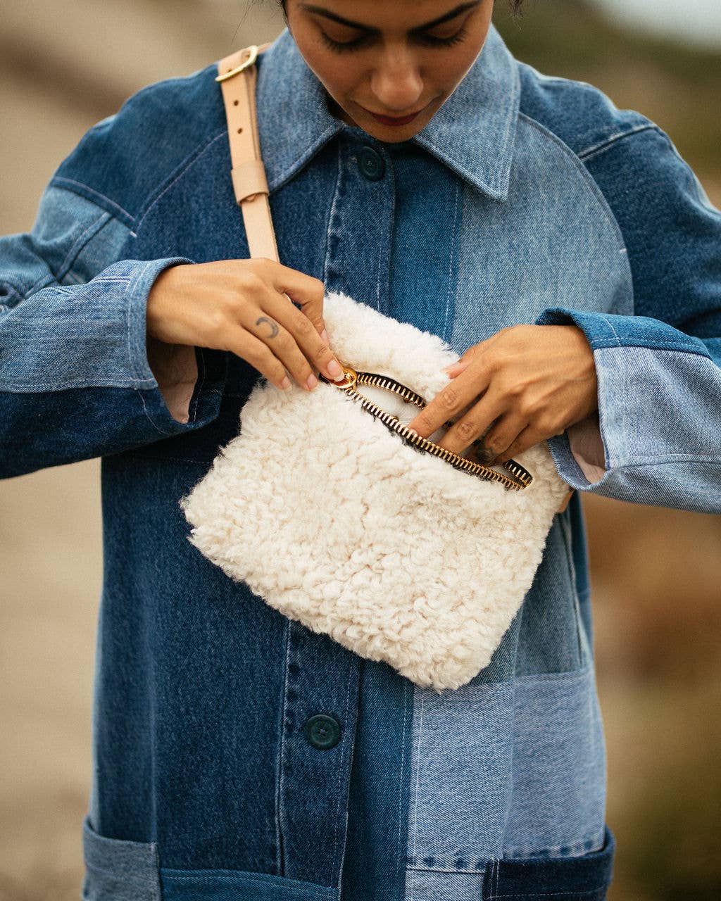 Your Bag of Holding - Wholesale Belt Bag - Women's - YBH Cream Shearling Fanny Pack4