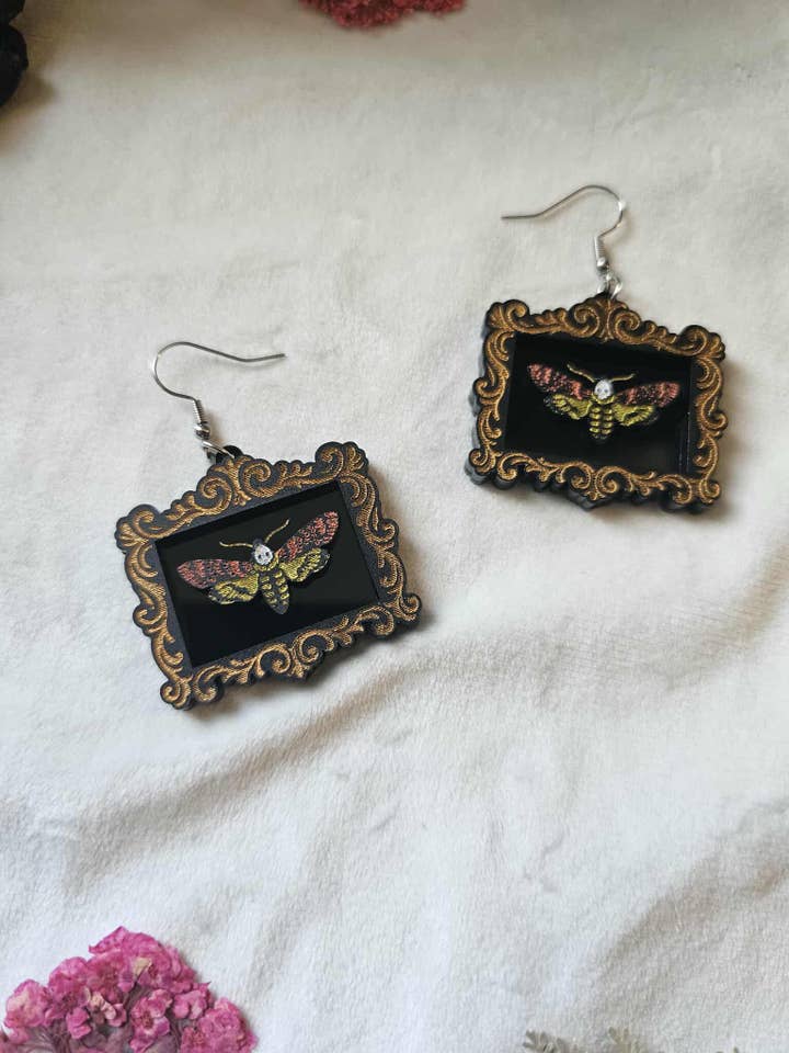 Framed Death's-head Moths for wholesale by Fallen Pine Studio