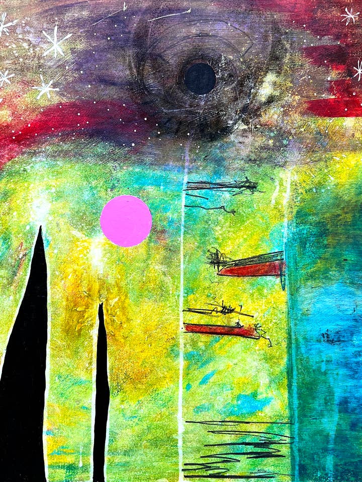 New Growth - 24x24" original painting on wood panel 2025 for wholesale by Pixel Palmer