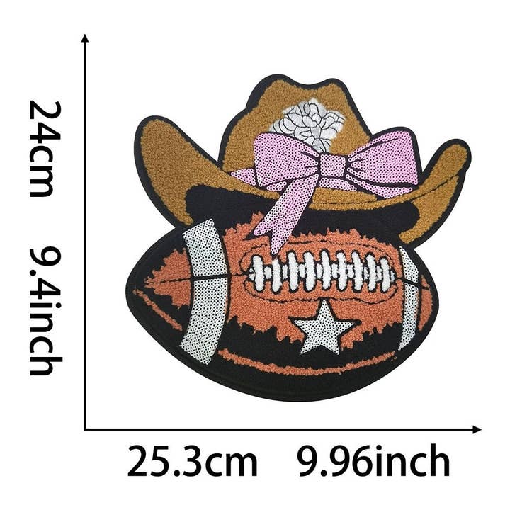 Weavey Studio - Wholesale Patch - Valentines Day football cowboy pink bow hat Iron On Patch