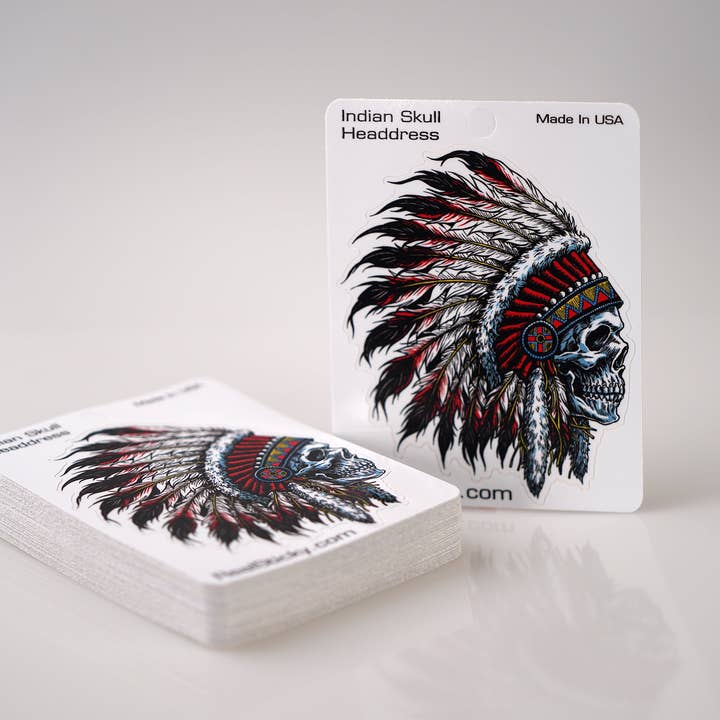 Indian Skull Headdress Sticker for wholesale by Real Sticky