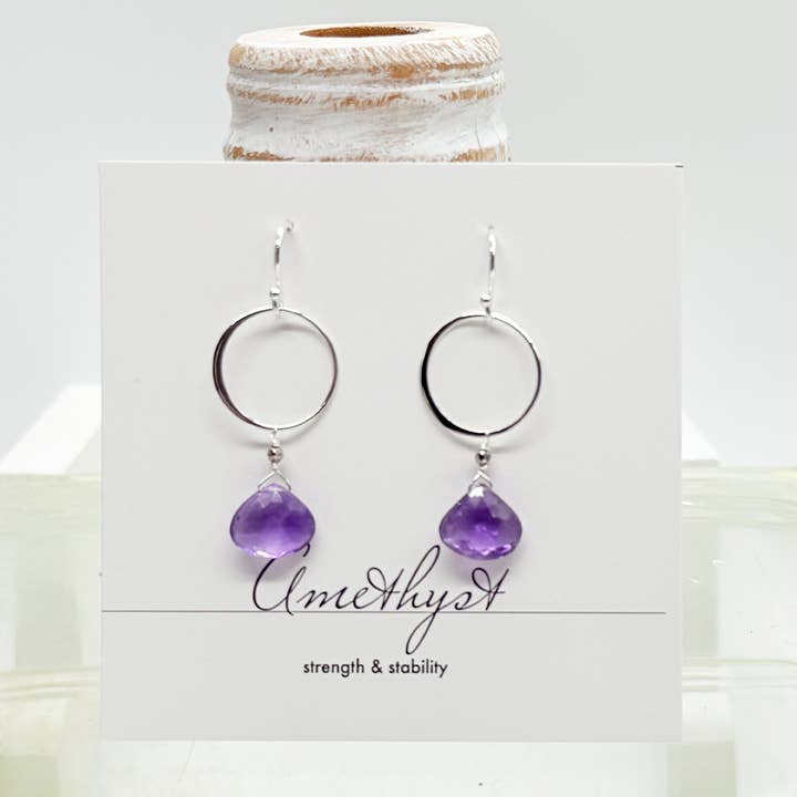 XL Amethyst Ring Silverörhängen för wholesale av Susan Roberts Jewelry