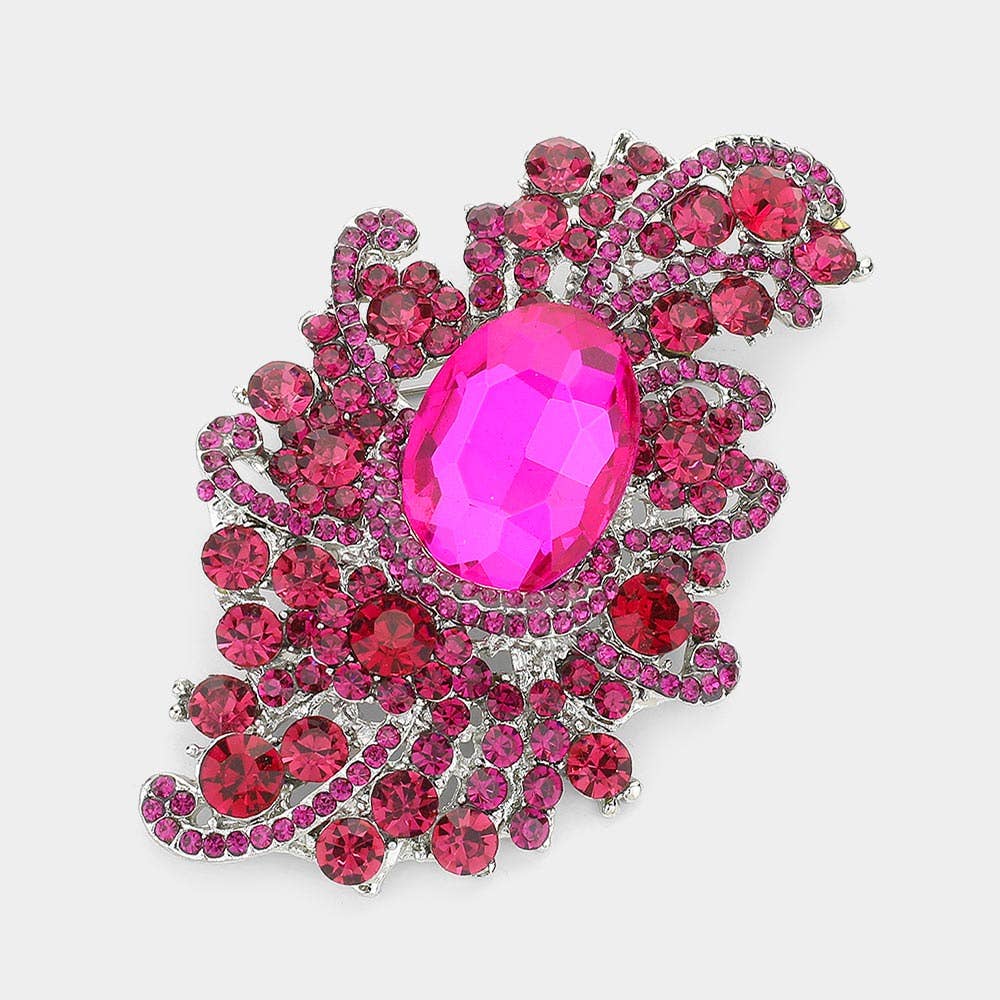 Sensibling Corp. - Wholesale Broche - Ovale Kristallen Accenten Boeket Speld Broche2