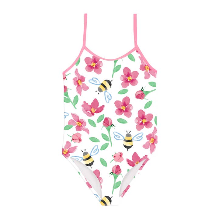 Costume da bagno per bambini in 1 pezzo con stampa anti-UV Léa Bees per la vendita all'ingrosso da parte di Chipote Pas