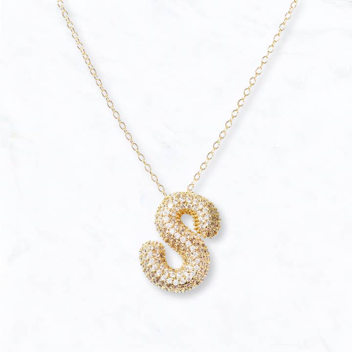 Suzie Q USA - Wholesale Pendant/Charm Necklace - Bubble Initial Necklace12