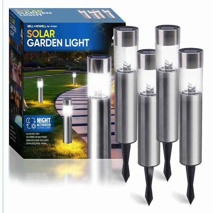 Lumière de chemin à LED intégrée à énergie solaire en acier inoxydable pour la vente par Gotham Steel/Granitestone