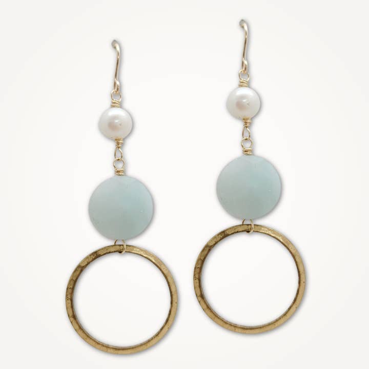 Brincos Estelle • Pedra de Amazonite Pérola de Água Doce por atacado de Beatrixbell Handcrafted