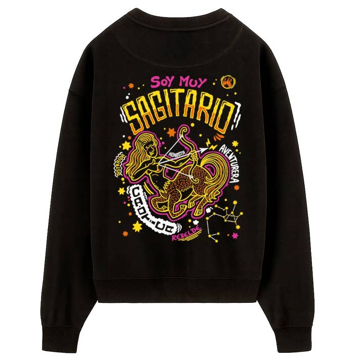 Sweatshirt PTFL Noire - ZODIAQUE Sagittaire pour la vente par Puterful