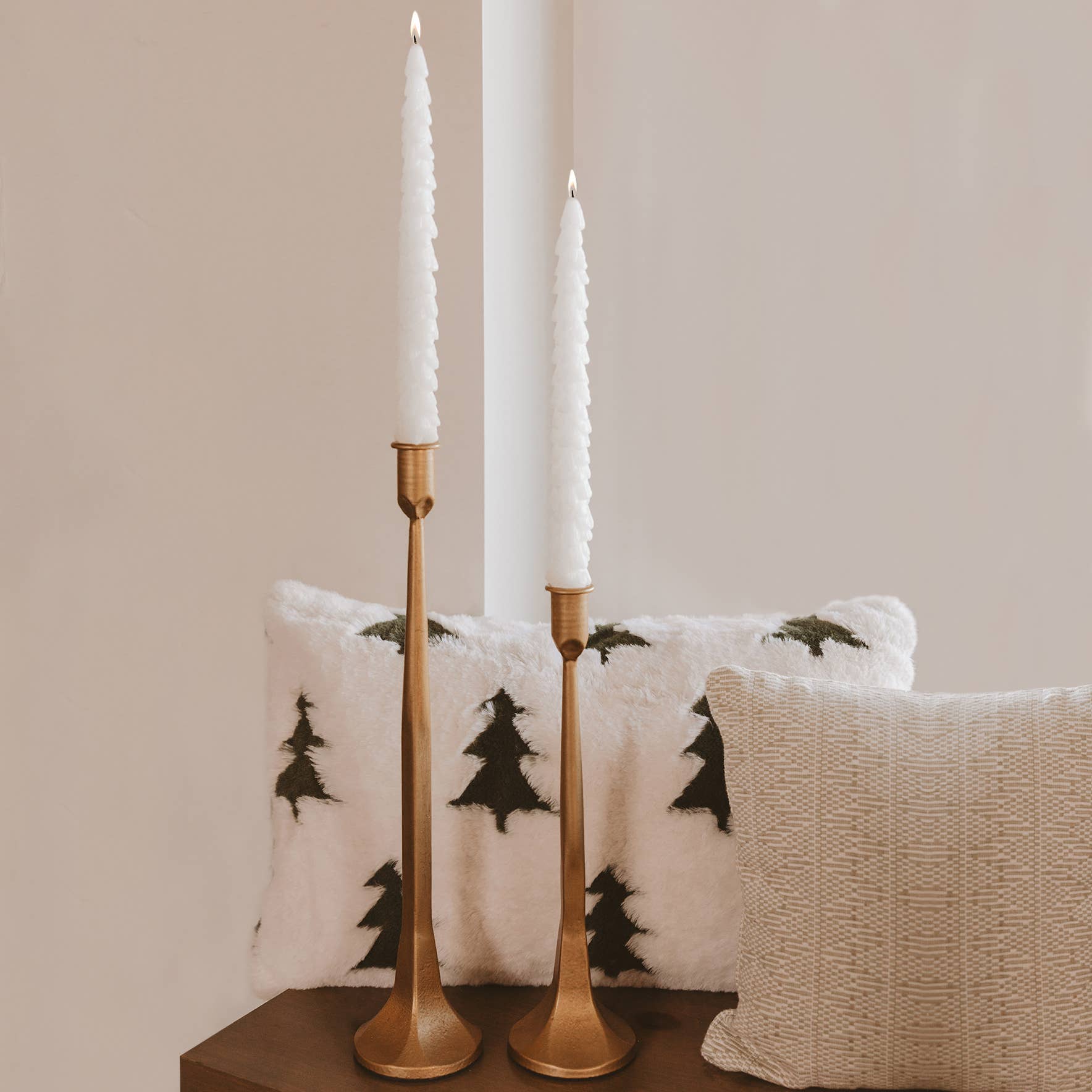 Sweet Water Decor – wholesale Tapered candle/candlestick – Cream Tree Taper Candles, Set of 2 - Christmas Decor1