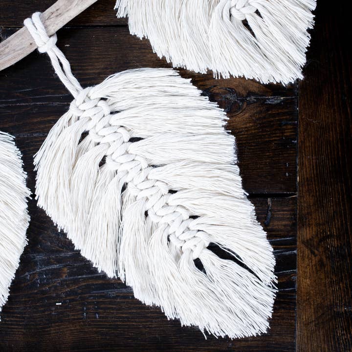 Liberty Collection - Wholesale Decorative Tassel/Wall Drop - Macrame Leaf/Feather Wall Hanging - Triple