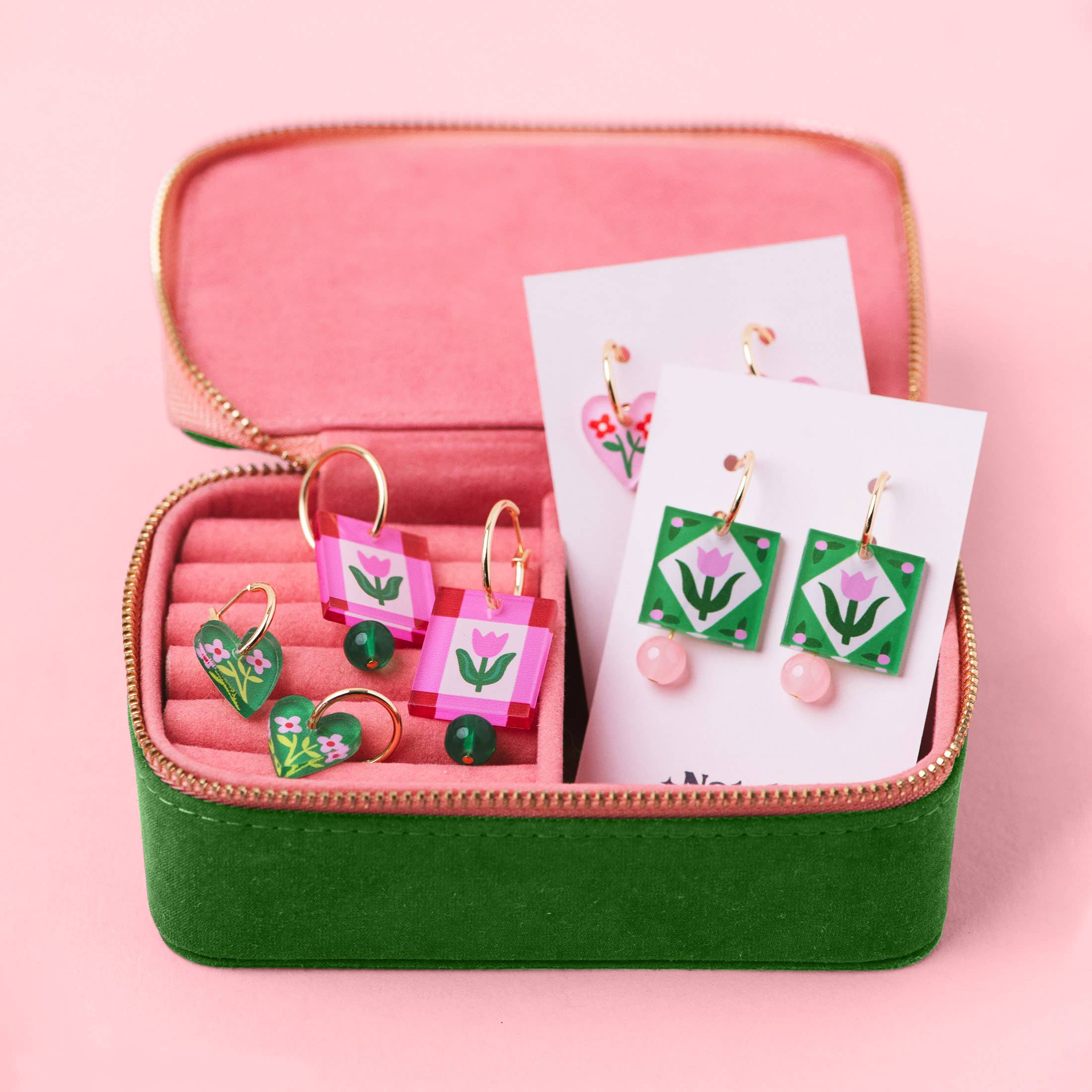 Natalie Lea Owen – Handmade Jewellery & Greeting Cards - Wholesale Hoop Earrings - Heart Dangle Earrings | Red Floral | Jewellery Gift for Her6