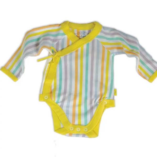 Wickelbody mit langen Ärmeln und Streifen für den Großhandel von Beaming Baby