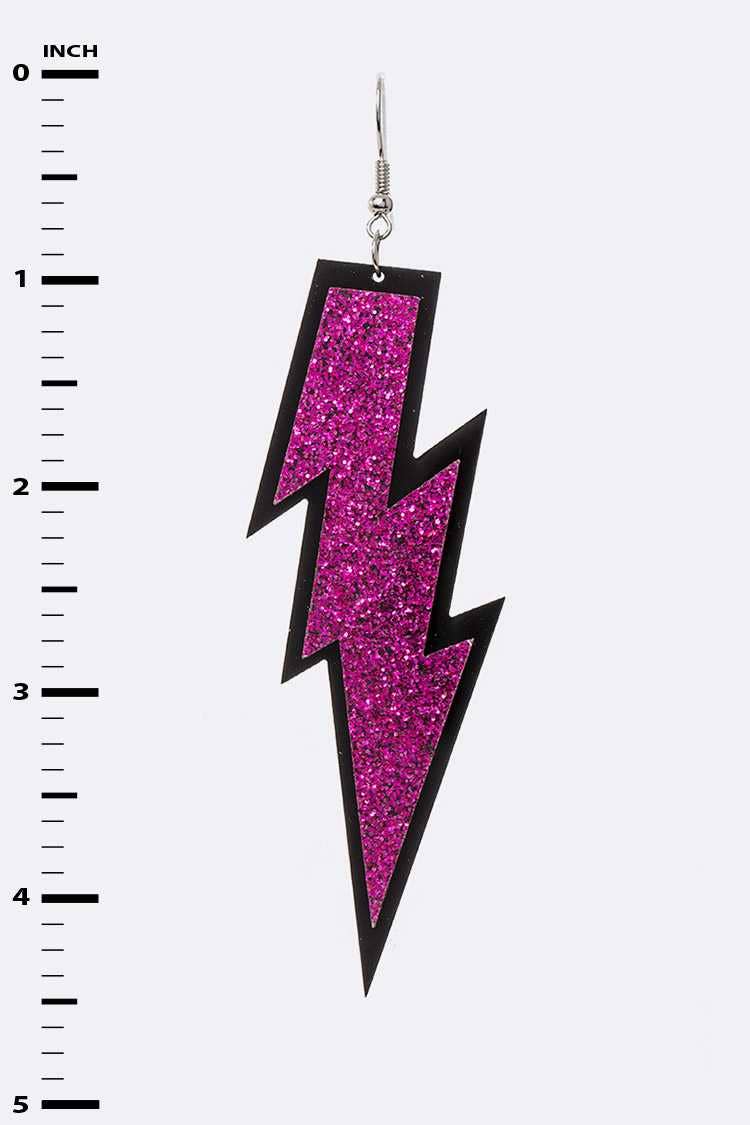 LA Jewelry Plaza - Wholesale Dangle Earrings - Glitter Lightening Bolt Acrylic Earrings5