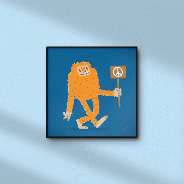 Hi, Hello There - Wholesale Art Print - Peaceful Bigfoot | 4x4 Mini Art Print1