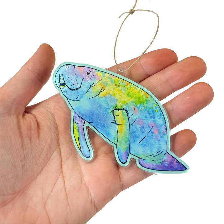 Art by Sharell - Wholesale Ornament Set - Manatee Acrylic Ornament, Florida Animal Lover Ornament2