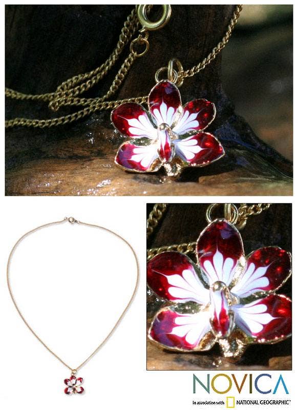 NOVICA - Wholesale Pendant/Charm Necklace - NOVICA Timeless Dancer Natural orchid flower necklace1