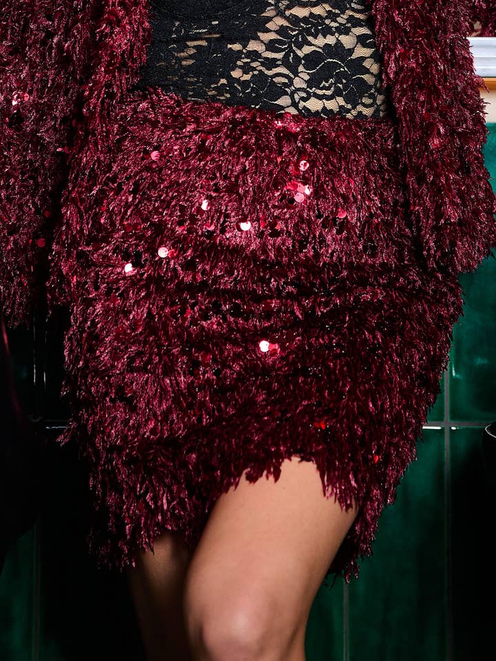 LUCCE - Wholesale Skirt - Women's - Feather and sequin skirt - 16461