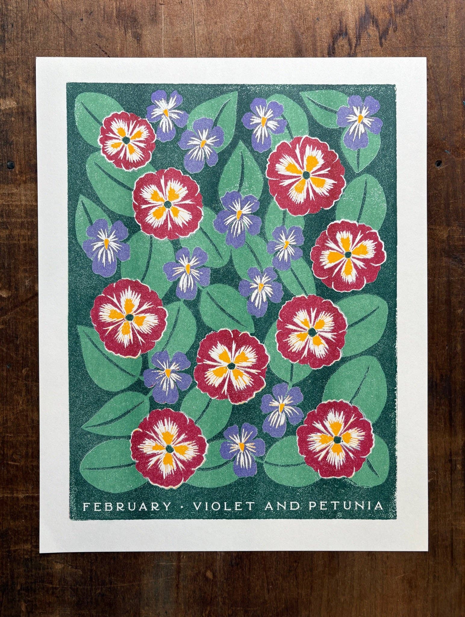 Katharine Watson - Venta al por mayor Ilustración - Impresión Risográfica de Flores del Mes de Nacimiento: Febrero0