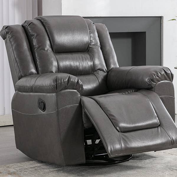 Orange County Decor - Wholesale Chair - 360 Swivel And Rocking Home Theater Recliner Manual Recliner Chair With Wide Armrest For Living Room,Bedroom, Grey Grey Foam Pu1