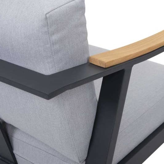 Silver Gray Nova 4-Piece Aluminum & Teak Sofa Set with Stationary Chairs for wholesale on Faire15