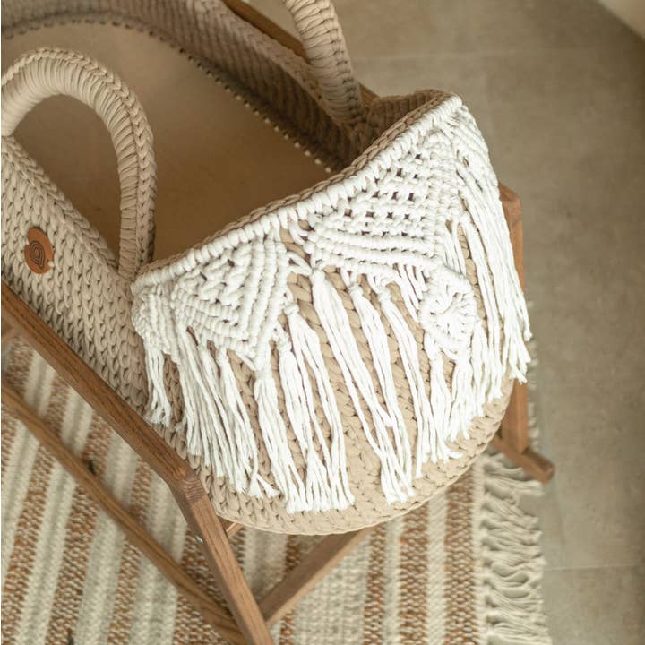 ANZY HOME - Wholesale Bassinet - Baby - Baby Moses Basket With Round Hood and Macrame Decor