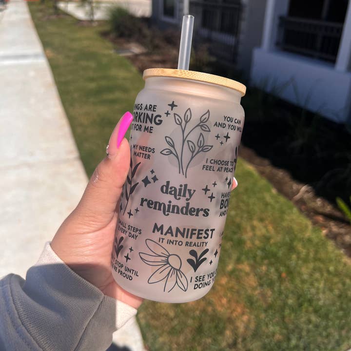 Daily reminders Frosted cup for wholesale by BossUp Cosmetics