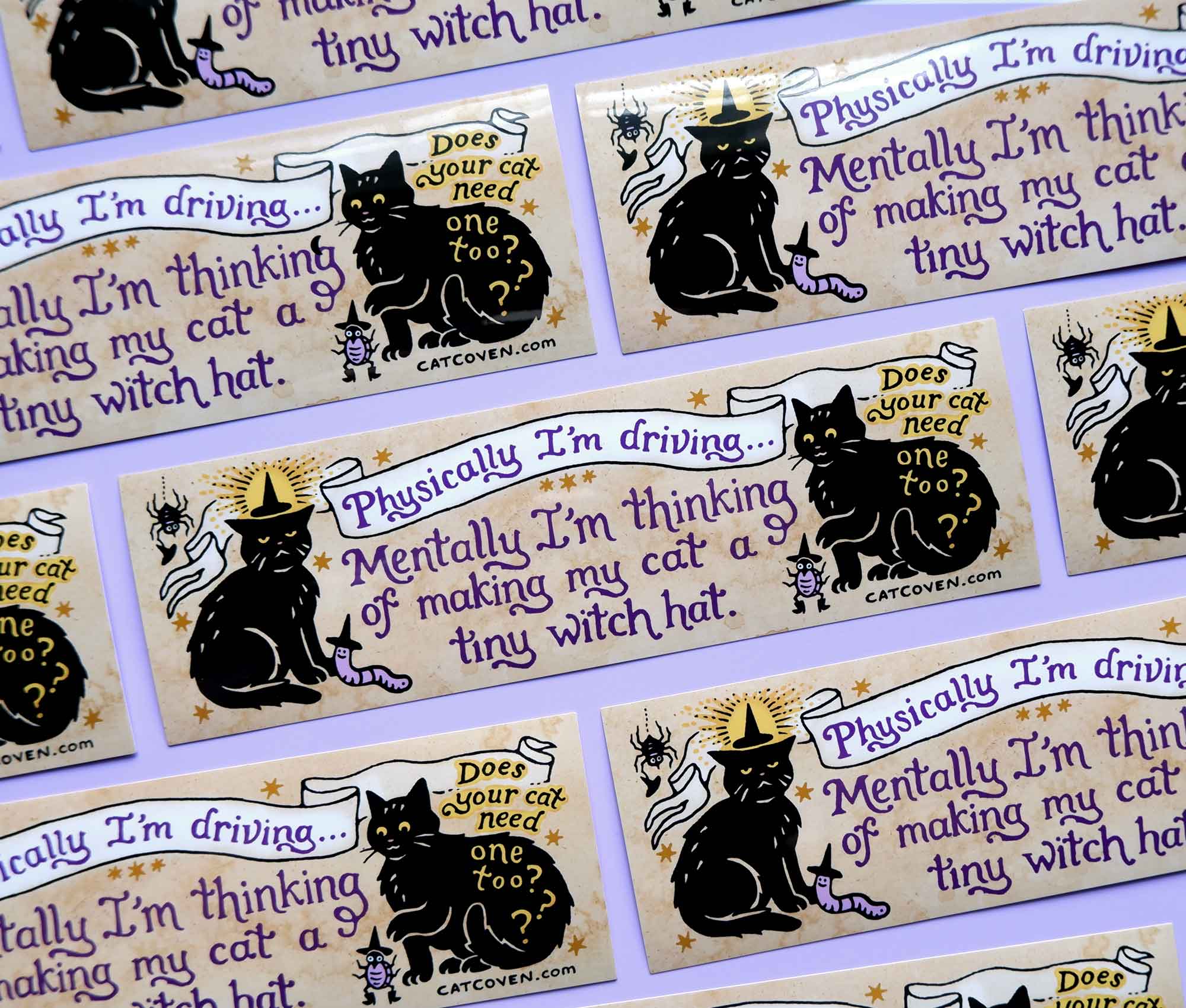Cat Coven - Wholesale Sticker - Tiny Witch Hat - Bumper Sticker1